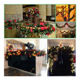 Festão 2met Decorado Pronto Flor Bola Natal Aramado Prático