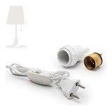 Fiação Para Abajur 1m Fio Interruptor Bocal Completo Branco