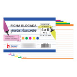 Ficha Pautada Blocada Resumo Borda Col 4x6 N 2 C 50 Folhas