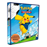 Fichário Álbum Pasta Pokemon Pikachu 30 Folhas 59 Cartas