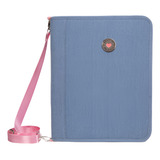 Fichário Universitário Feminino Zíper Jeans Glitter A4 Kika