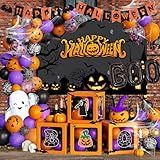 Fiesec Halloween Party Decorations Happy Boo Day Party Decorations Happy Halloween Outdoor Indoor Yard Home Room Decor Backdrop Banner Balloon Spider Web Boxes Cutout Bat Ghost