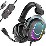 FIFINE Headset Gamer Fone De Ouvido Para Jogos Para Fones De Ouvido Com Fio PC Com Microfone 7 1 Surround Sound Computer Fone De Ouvido USB Para Laptop RGB Streaming De Fones De Ouvido Ampligame H6