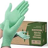 FifthPulse Luvas De Nitrilo Descartáveis BiodegradáveisxPequenas 150 Unidades Luvas De Cozinha Seguras Para Alimentos Verdes Luvas Sem Pó E Látex Com Pontas Dos Dedos Texturizad X Pequeno Verde