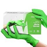 FifthPulse Luvas Descartáveis De Nitrilo Verde 50 Unidades Luvas De Nitrilo De 3 Mil Pequenas Luvas De Borracha Sem Pó E Látex Luvas Para Exames Médicos Cirúrgicos Luvas De Cozinha Seguras