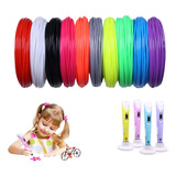 Filamento Pla Premium Refil Com 10 Cores 50 M Caneta 3d