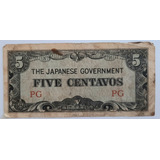 Filipinas Cédula 5 Centavos Ocupação Japonesa Segunda Guerra