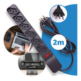 Filtro De Linha Régua Extensão 6 Tomadas Protetor Elétrico Cabo 2 Metros 10a Cor Preto 127v 220v Bivolt Isotel Filtros