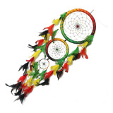 Filtro Dos Sonhos Maior Apanhador Hippie 3 Aros Penas Verde