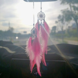 Filtro Dos Sonhos Mini Pingente Decoração Casa Carro Rosa