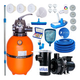 Filtro Piscina F350 Bomba 1 3 Cv Kit Piscina Fibra Completa