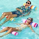 FindUWill Pacote Com 2 Boias De Piscina De Tecido Para Adultos - Boias De água Premium GG- Boias Flutuantes Infláveis Multiuso Para Adultos -rosa E Amarelo-