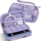 Fintie Estojo De Transporte Para Nintendo 2Ds Xl Novo 3Ds Xl Ll Bolsa Protetora De Capa De Viagem Portátil Para Novo 3Ds Xl Ll Novo Console 2Ds Xl Com Slots Para Jogos E Bolso Interno Mármore Lilás