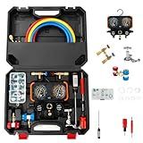 FINYQBET Conjunto De Medidor CA De 3 Vias - Manifold R134 R410 R22 R404- 1-5m - Compatível Com Diagnóstico Automotivo E Sistemas De Ar Condicionado - Ideal Para Técnicos E Mecânicos