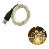 Fio Cobre Usb Cordão Luz Fada 10m 100 Leds Branco Quente 110v 220v