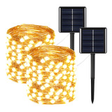 Fio De Led 20m 200 Carregam Solar E Usb c Controle Remoto