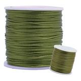 Fio De Seda Verde Musgo Cordão Rabo De Rato 2mm Nybc Cor Verde musgo
