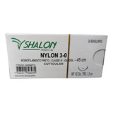 Fio De Sutura Shalon Medical Nylon 3 0 45cm Ag 1 2 Cx 24un