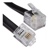 Fio De Telefone Fixo 2 Metros Rj11 X Rj11 4 Vias Cabo Preto
