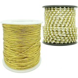 Fio Dourado Para Convite Rolo 50mt E Strass Em Metro Ss12