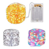 Fio Fada Cordão Luz Led Cores Natal 10m 100 Leds Pilha