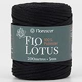 Fio Lótus Premium 100 Poliéster 5mm Croche Artesanato Preto