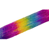 Fio Miçanga Cristal Tie Dye Colorido 8mm Aprox 68 Pçs