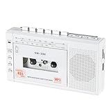 FIOLEES Leitor De Fita Cassete Portátil Para Conversor Digital Via USB Ou Cartão SD- Gravador De Fita Cassete AM FM Walkman Alimentado Por Bateria DC Ou AA- Microfone- Alto-falante E Fone De Ouvido