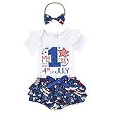 FIOMVA Body Feminino 4th Of July Outfit My First 4th Of July Com Letra Saia De Tule Shorts E Faixa De Cabeça Conjunto De 3 Peças Estrela 0 3 Meses