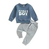 FIOMVA Conjunto De 2 Peças De Moletom Infantil Para Bebês Meninos Outono E Inverno Blusa De Moletom Com Letras A Mamas Boy Azul Cinza 6 12 Meses