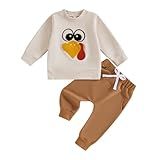FIOMVA Conjunto De Moletom Infantil Para Bebês Meninas Meninos 3 6 9 12 18 24 Meses 2 E 3 Anos Com Aplique De Abóbora Calça Ação De Graças Peru Cos 12 18 Meses