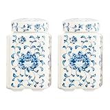 FIRE KIRIN Chinoiserie Mini Frascos De Gengibre De Cerâmica De Porcelana Azul E Branca Com Tampa Chineses Antigos Estilo Oriental Potes Decorativos E De Armazenamento Mini Frascos De Ramos Azul