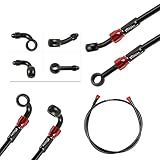 Fireyouracing Mangueira De Freio De Motocicleta Trançada 400 2400 Mm AN3 Tubo De Embreagem Hidráulica óleo DOT Tubo De Fluido Linha De Aço Inoxidável Para ATV Dirt Pit Street Racing Bike Banjo De Acessórios De Remoção Preto 1100 Mm 