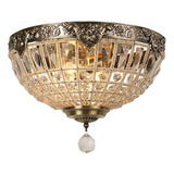 Firvre Retro Cristal Teto Ajustável Pendurado Antigo Bronze