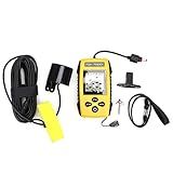Fishfinder Portátil Com Sensor Sonar- Detecta Profundidade De água E Localização De Peixes Em Lago- Rio- Mar- Transdutor Redondo Com Cabo De 25 Pés- Luz De Fundo- Alarme De
