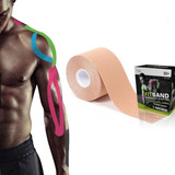 Fita Bandagem Adesiva Elastica Tape Kinesio Taping Funcional Cor Bege Chocolate