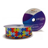 Fita Cetim Quebra Cabeça Autismo Colorida Rolo 10mts 2 2mm Cor Azul Quebra Cabeça Colorido