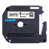 Fita Compatível Rotulador Brother Mk 221 Mk221 Branca 9mm Cor Branco
