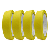 Fita Crepe Adesiva Fina 18mm X 30m Amarela 4 Unidades