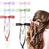 Fita De Cabelo 8 Peças Fita De Cabelo De Cetim De Solo Longo Laços De Cabelo Para Mulheres E Meninas Suporte De Rabo De Cavalo Clipes De Jacaré Presilhas De Cabelo Presilhas De Cabelo Presilhas