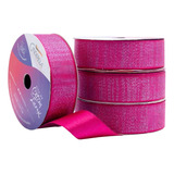 Fita De Cetim Lurex Silver Brilho 22mm Rolo 10 Metros Laços Cor 41 Pink