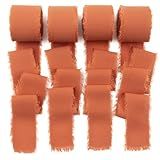 Fita De Chiffon De Terracota Fita Laranja Queimada 4 Cm X 40 M Boho Desgastada Fita Artesanal De Seda Chiffon Fita De Terracota Para Convite De Casamento Buquê De Flores De Noiva Embrulho De