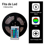 Fita De Led Mgc 5050 Rgb Rolo 5m Ip65 12v A Prova D agua 110v 220v