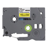 Fita Industrial Brother Tze s631 12mm Preto amarelo Cor Preto