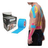 Fita Kinésio Tape Bandagem Auxilio Muscular Dores Academia Cor Azul