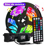 Fita Led 5050 5m Música Sensor De Som Multicolor Controle