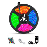 Fita Led Iluminação Rgb 5050 5m A Prova D Água Fonte Alimentação Alta Intensidade Iluminação Ambiente Controle Remoto