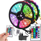 Fita Led Rgb 10m 5050 Colorida Decoração Fonte Controle