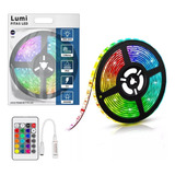 Fita Led Rgb 3528 Colorida Rolo 5m Com Controle Econômica Cor Da Luz Rgb Tensão De Operação 12v Voltagem 110v 220v