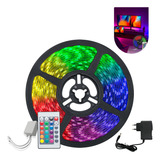 Fita Led Rgb 5050 Rolo 5m 300 Leds Ip65 Controle Fonte